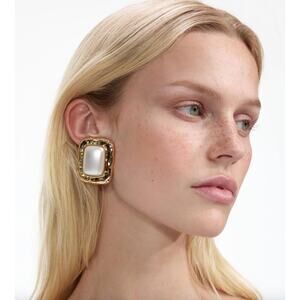 Self-Portrait Mottled Gold Pearl Earrings